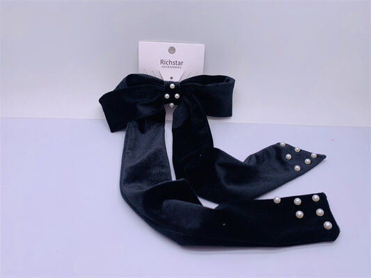 Women Kids Black Velvet Hair Bow Ribbon Multiscene For Wedding