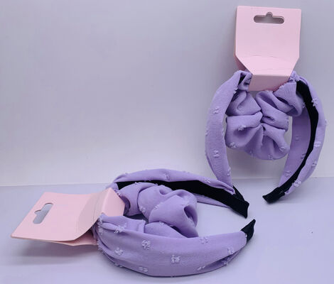 Purple Flower Chiffon Hair Bands , Lightweight Cotton Scrunchies For Hair