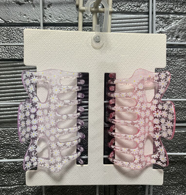 Portable Woman Transparent Hair Claws , Flower Print Plastic Jaw Clips