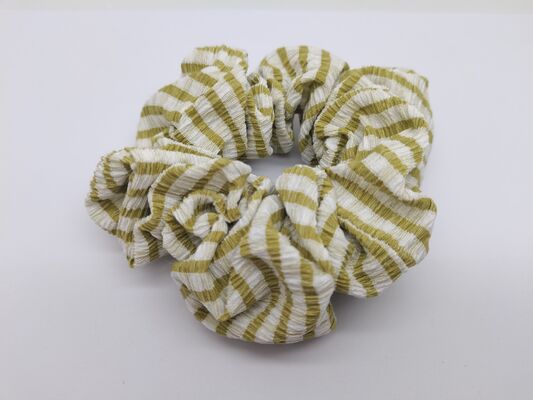 Green Stripe Fabric Scrunchie Hair Scrunchie For Multiple Occasions