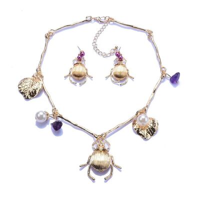 Rose Gold Plated Fashion Jewelry Set Women Necklace with Earrings