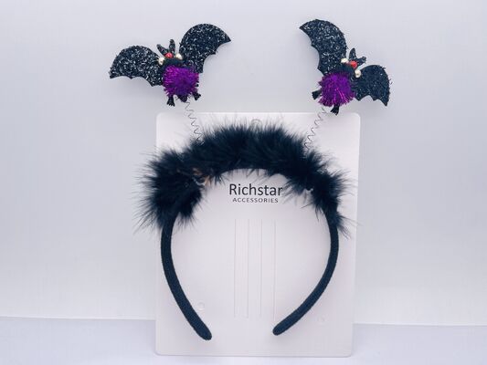 Small Durable Halloween Furry Bat Hairband Perfect for All Season