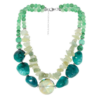 Fashionable Beaded Necklace in Green Tones  with Various Length Polyester