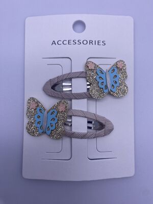 Multiple Occasion 2-Packs Cute Kids Butterfly Hair Clips with Various Colors