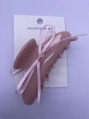 Various Types Durable Pink Acylic Hair Claw Clip with Fabric Bowknot in Colors
