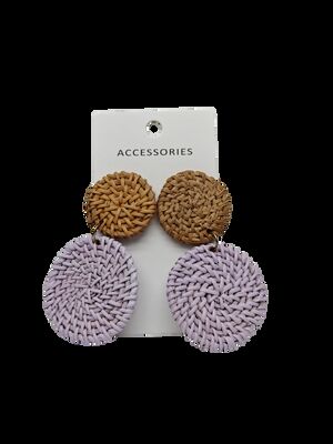 Handmade Bamboo Weave Drop Earrings for Women Casual Formal Party