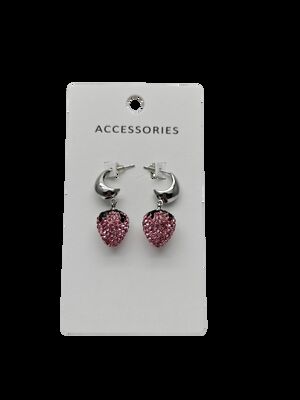 Rhinestone Strawberry Earrings for Women Sweet Lovely Girl Crystal Fruit Drop Earrings Light Luxury Jewelry