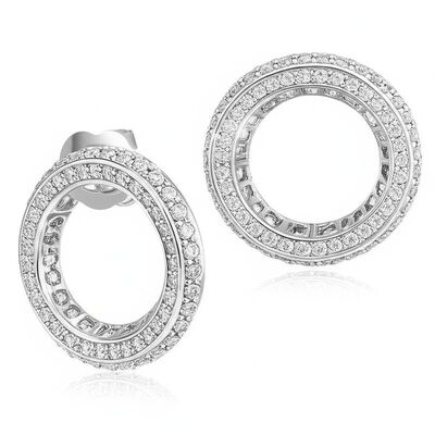 Upgrade Your Jewelry Collection with Large Full Pave Diamond Earrings in Polished Finish