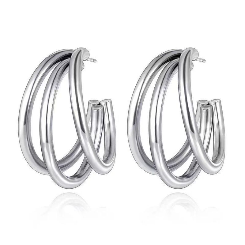 Silvery Hoop Fashion Earring for Your Requirements