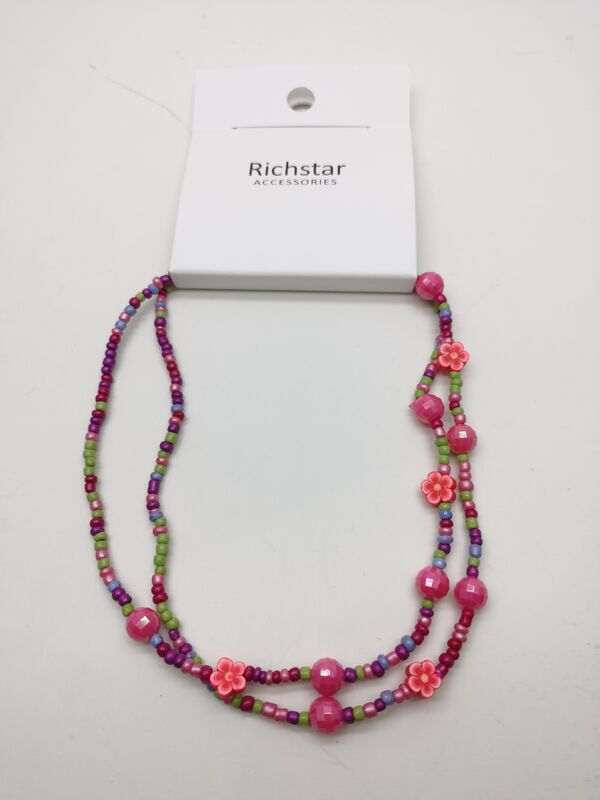 Polished Finish Colorful Plastic Pearl Necklace for Kids Custom Design