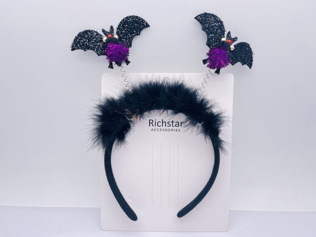 Small Durable Halloween Furry Bat Hairband Perfect for All Season