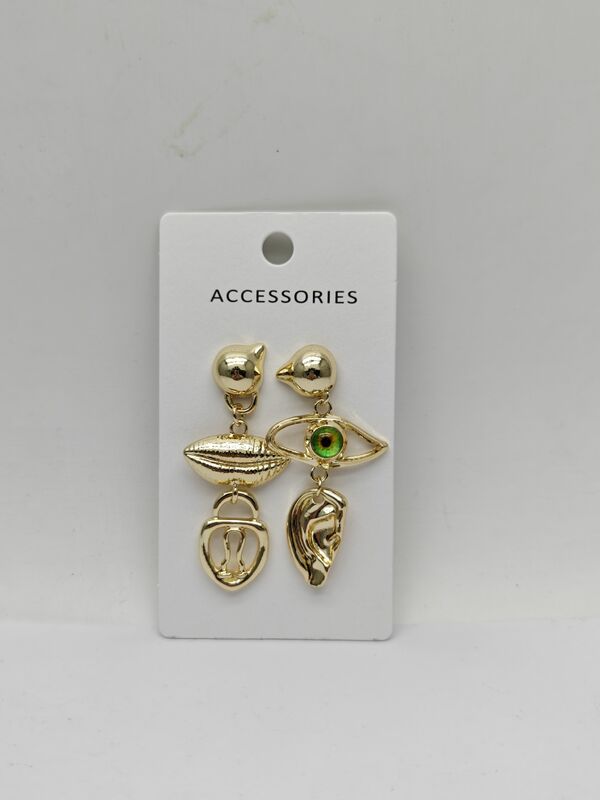 Plain Metal Lip and Eye Stud Earrings The Perfect Accessory for Any Outfit