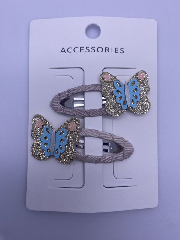 Multiple Occasion 2-Packs Cute Kids Butterfly Hair Clips with Various Colors